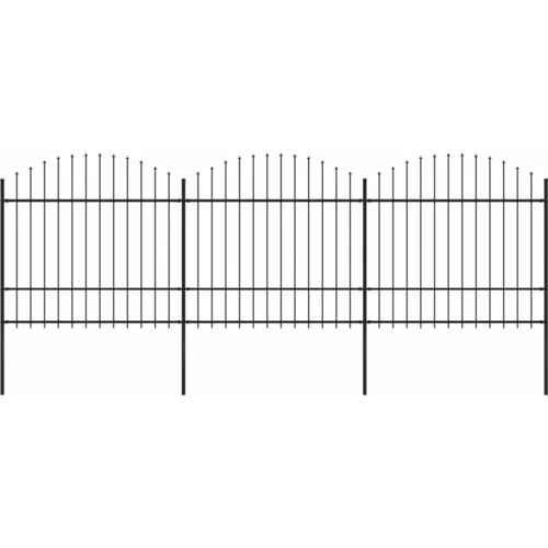 Vrtna ograda s ukrasnim kopljima (1,5-1,75) x 5,1 m čelična crna