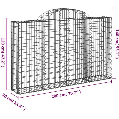  Lučne gabionske ko&amp;scaron;are 18kom 200x30x120/140cm pocinčano željezo Slike