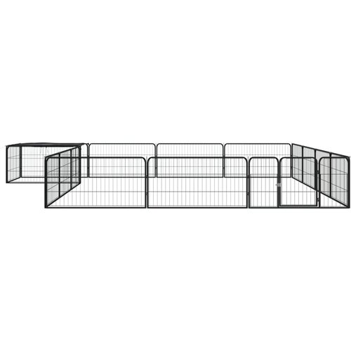 Ograda za pse s 16 panela crna 100 x 50 cm čelik obložen prahom Slike