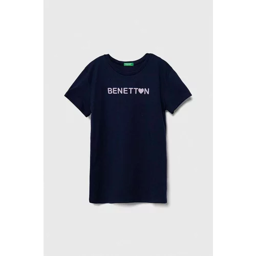 United Colors Of Benetton Otroška bombažna kratka majica mornarsko modra barva
