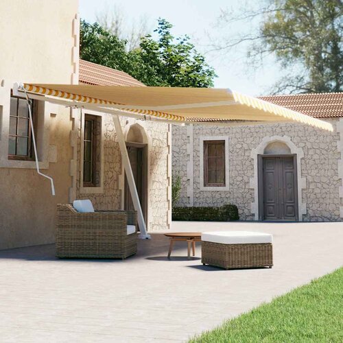  Samostojeća tenda na ručno uvlačenje 600 x 300 cm žuto-bijela Slike