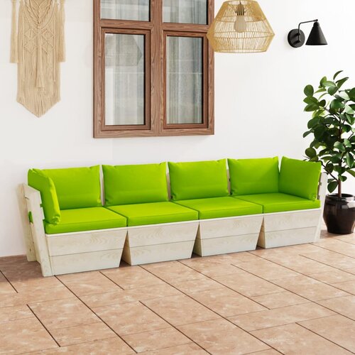 The Living Store Vrtni kavč &amp;scaron;tirised iz palet z blazinami smrekovina - Kavč Iz Palet, (21423195) Slike