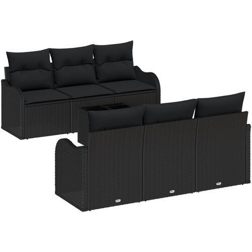 VidaXL set od 7 dijelova vrtnih sofa s jastučićima Crna Poli ratan, sofa za vrt s pohranom i jastučićima Crna Poli ratan Slike