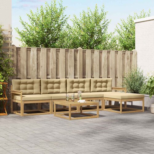  Set vanjskih sofa 6 pcs Bijela i bež 79 x 79 x 37 cm Poliester Cene