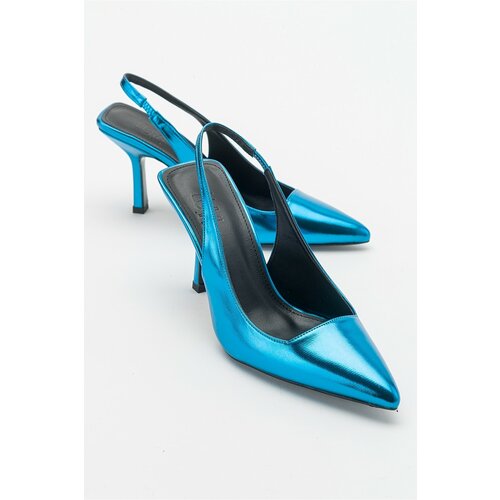 LuviShoes Ferry Blue Metallic Women's Heeled Shoes Cene