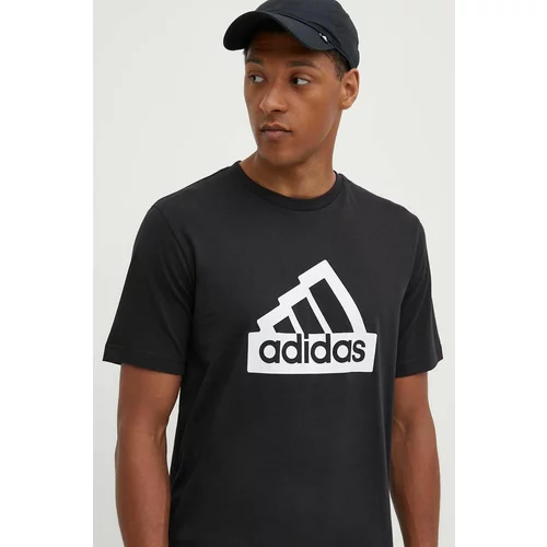 Adidas Bombažna kratka majica Essentials moška, črna barva, IW2702