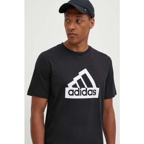 Adidas Pamučna majica Essentials za muškarce, boja: crna, s tiskom, IW2702 Cene