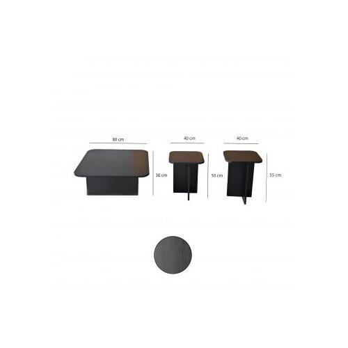 Hanah home Blues Black Set od 3 stola, crna Slike