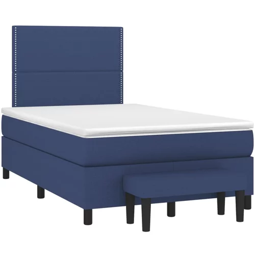 vidaXL Box spring postelja z vzmetnico modra 120x190 cm blago, (21111956)