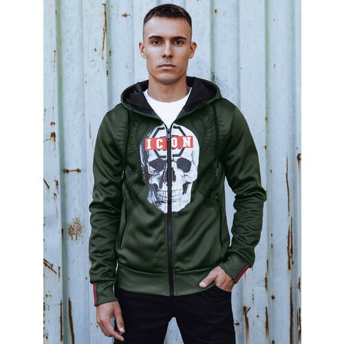 DStreet Bluza męska rozpinana z kapturem zielona Slike