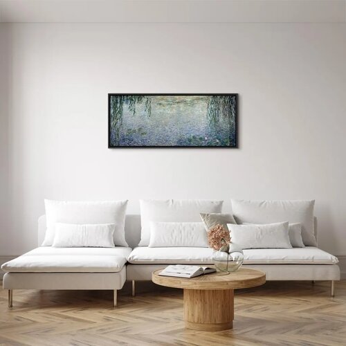  Slika - Claude Monet &amp;ndash; The Water Lilies &amp;ndash; Clear Morning with Willows 100x40 U crnom drvenom okviru Slike
