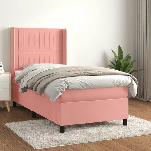 Box spring postelja z vzmetnico roza 80x200 cm žamet, (20894412)