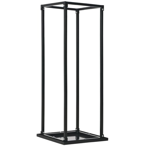 Stalak za drva za ogrjev s bazom crni 37 x 37 x 113 cm čelični Slike