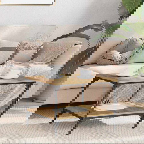 vidaXL Klubska miza Umetni hrast 55 x 55 x 40 cm Konstruiran les Cene