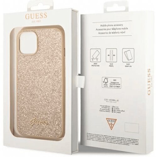 Guess gUHCP14SHGGSHD ovitek za iPhone 14 6.1 - zlat z ble&amp;scaron;čicami Slike