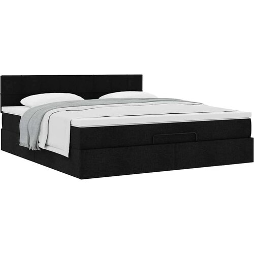 VidaXL Otomanski krevet s madracem crni 180x200cm od tkanine Slike