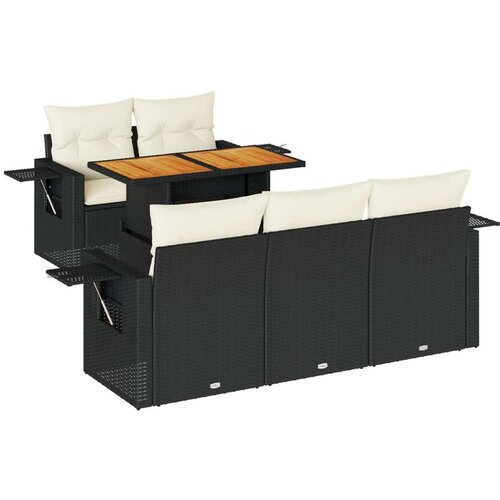 VidaXL 6-dijelni set vrtnih sofa s jastucima crni od poliratana Slike