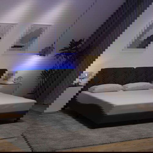 VidaXL Posteljni okvir z LED brez vzmetnice temno siv 120x200 cm blago Slike