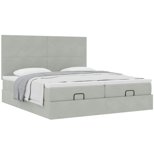 vidaXL Otomanski posteljni okvir z vzmetnicami siv 180x200cm žamet, (21611116) Cene