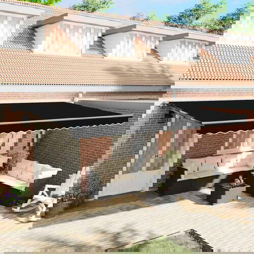 vidaXL retraktilna tenda črna 500x300 cm poliester in aluminij Cene