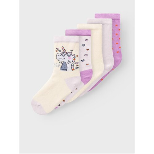 Name it Set of five pairs of girls&amp;#039; socks in light pink and light yellow - Girls Slike