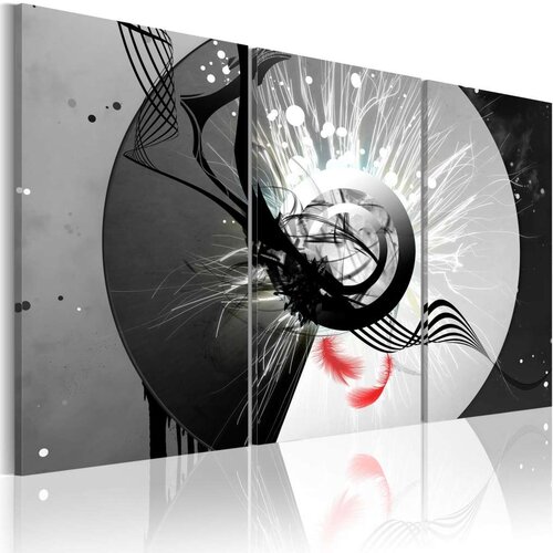  Slika - Metal circle &amp red feathers 120x80 Cene
