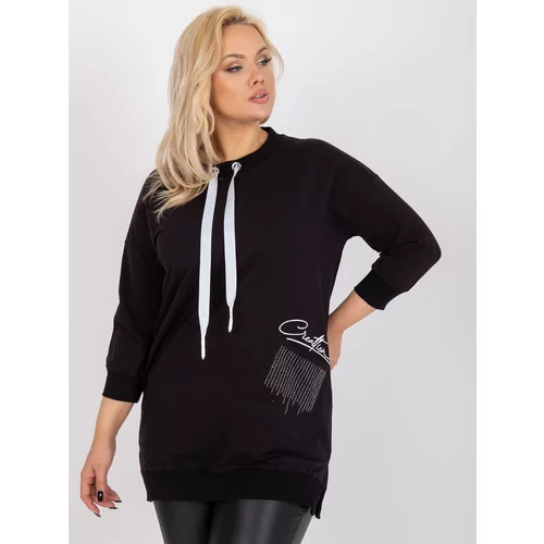 Fashion Hunters Plus size black cotton tunic with decorative Sylviane pocket