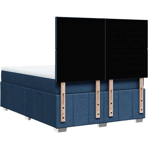 VidaXL Krevet s oprugama i madracem plavi 140x200 cm od tkanine Slike