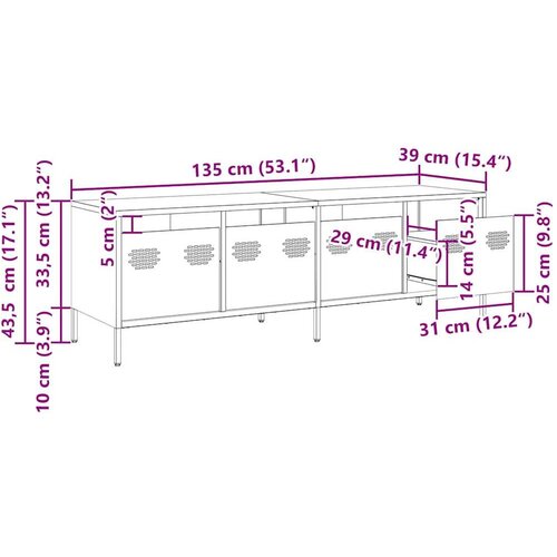 vidaXL TV omarica roza 135x39x43,5 cm hladno valjano jeklo Cene