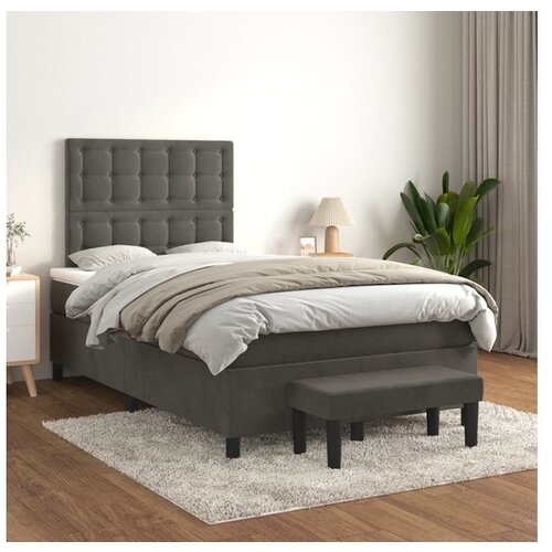  Box spring postelja z vzmetnico temno siva 120x200 cm žamet Cene