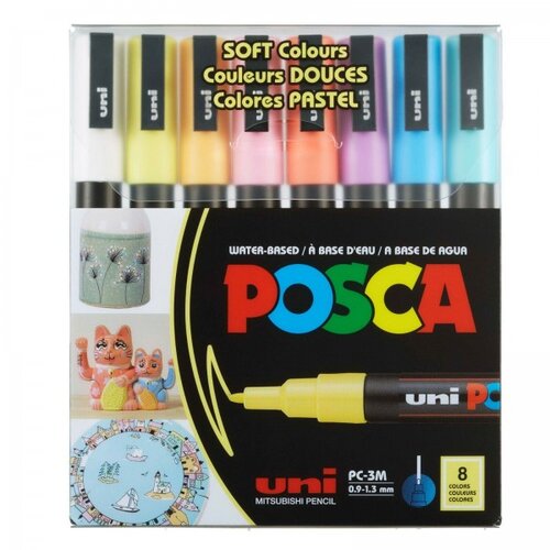 Marker Uni PC-3M POSCA, set 8/1 Pastel Slike