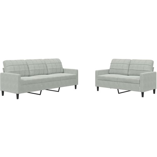 Maison Chic Sedežna garnitura - kavč 2-delna z blazinami svetlo siv žamet, (21729428) Cene