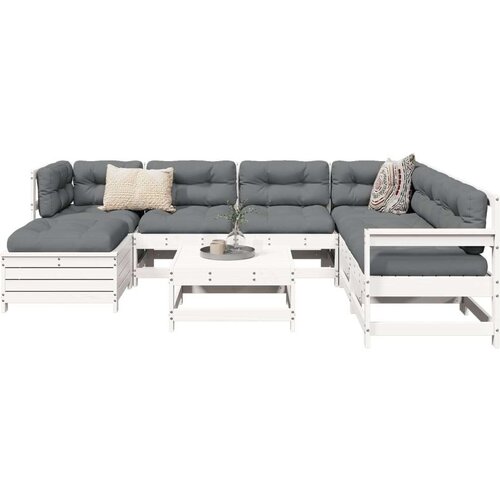  8-dijelni set vrtnih sofa bijeli od masivne borovine Cene
