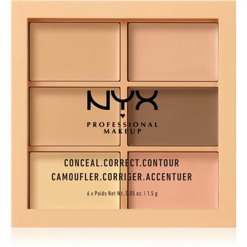 NYX Professional Makeup Conceal. Correct. Contour paleta za konturiranje i korekturu nijansa 01 Light 6 x 1.5 g