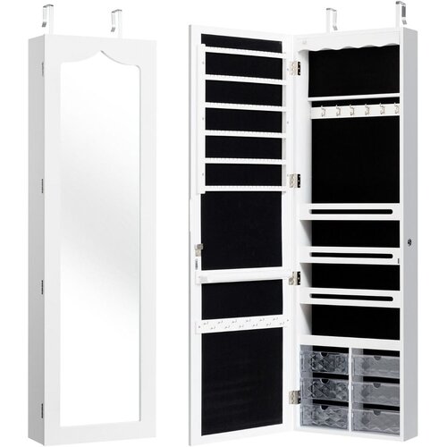 Costway Obesna omarica za nakit z ogledalom, 36,5 x 11,5 x 120 cm, (5000357904) Slike
