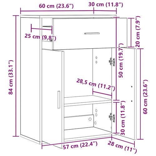  Komoda boja hrasta sonome 60x30x84 cm od konstruiranog drva Slike