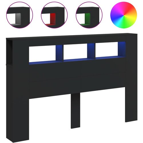 Maison Chic led posteljno vzglavje - vzglavna omarica - nočna omarica črno 160x18,5x103,5 cm inženirski les, (21713193) Cene