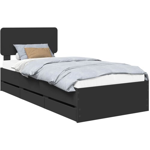 vidaXL konstrukcija postelje črna 90 x 200 cm inženirsko leseno, (5000113616) Cene