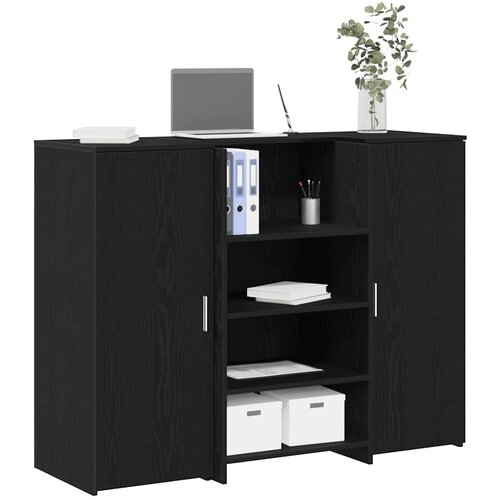  Recepcijski stol crni hrast 135x50x103,5 cm konstruiranog drva Slike