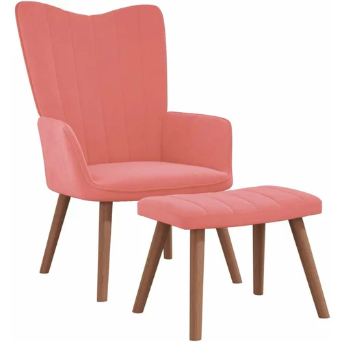  Stol za sproščanje s stolčkom roza žamet, (20957528)