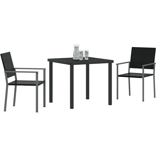  Vrtni set za objed 3 pcs Crna PE ratan Slike