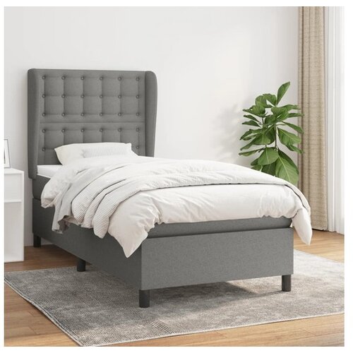  Box spring postelja z vzmetnico temno siva 100x200 cm blago Cene