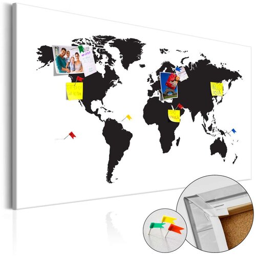  Slika na plutenoj podlozi - World Map: Black &amp White Elegance [Cork Map] 120x80 Cene