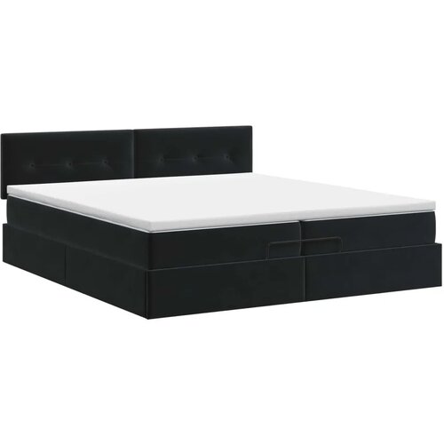  Podesivi krevet s madracem Crna 200 x 200 cm Bar&amp;scaron;un - Crna 200 x 200 cm Pro&amp;scaron;iveno gumbima Slike