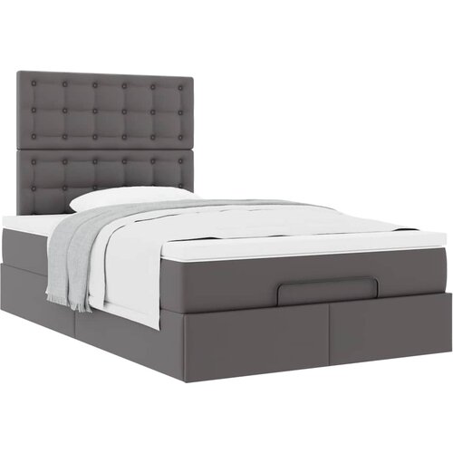 VidaXL Otomanski okvir kreveta s madracem sivi 120x200cm umjetna koža Slike