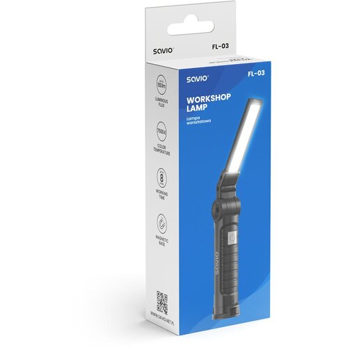 Savio FL-03 COB LED 3W rechargeable workshop lamp, USB-C, 150 lm, rotating head, magnet Cijene