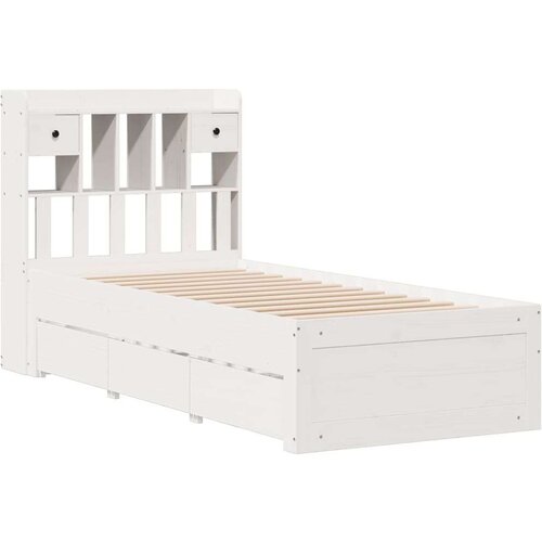  Krevet s regalom za knjige bez madraca bijeli 75x190cm borovina Slike