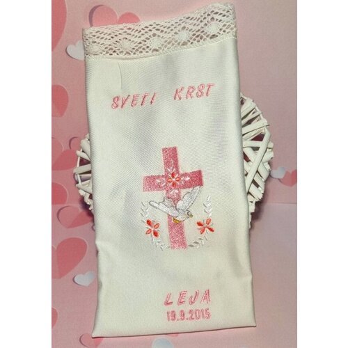  KRSTNI PRTIČEK z križcem in golobčkom KRSPRT 01 Slike