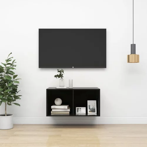  Zidni TV ormarić visoki sjaj crni 37 x 37 x 72 cm od iverice