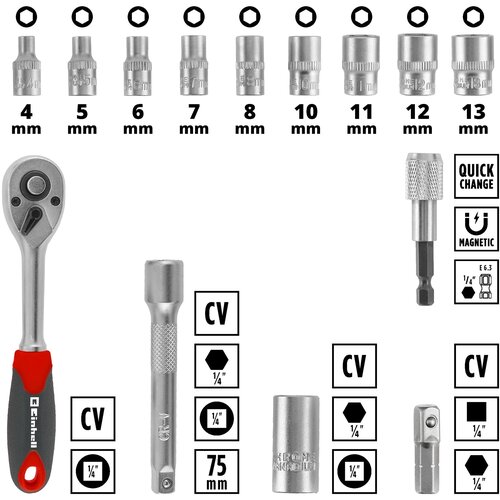 Einhell set nasadnih ključeva i bitova, 37/1, L-Box Cijene